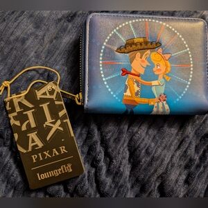 Loungefly Pixar Blue Wallet with Woody and Bo Peep